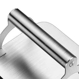 Stainless Steel Burger Press with Flat Base and Handle for Smash Burgers, Grills, Stovetops, Home Kitchens and Restaurants, Silver