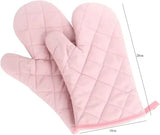 2 Pack Padded Polyester Cotton Oven Mitts with Heat Resistant Non-Slip Grip for Baking, Cooking, Grilling and Kitchen Use, Pink