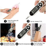 Digital Meat Thermometer with Stainless Steel Probe, Fast Instant Read Display for Cooking, BBQ, Grilling, Frying and Candy Making