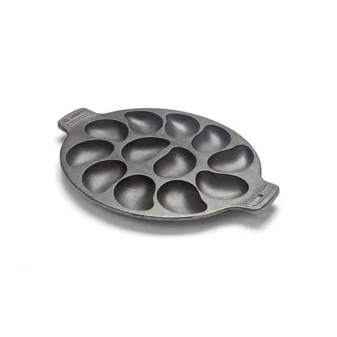 Cast Iron Oyster Grill Pan with 12 Cavities, Non-Stick Baking and Serving Plate for Grilling, Cooking and Seafood, Black In Australia - Darrahopens