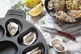 Cast Iron Oyster Grill Pan with 12 Cavities, Non-Stick Baking and Serving Plate for Grilling, Cooking and Seafood, Black