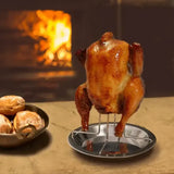 Stainless Steel Vertical Chicken Roaster Rack for Small Poultry, Grills, Ovens and Smokers, Easy-Clean BBQ Cooking Stand, Silver