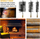 3 Pack Chimney Pipe Cleaning Brushes with Handles, Heavy Duty Steel Wire Brushes for Stove Flues and Boilers, 30, 50 and 80 mm