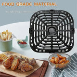 Non-Stick Metal Air Fryer Crisper Plate Replacement with 4 Rubber Pads for Instant Vortex 6 qt Air Fryers, 25 x 24 cm
