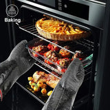 Waterproof Neoprene BBQ Grill Gloves with Long Sleeves and Non-Slip Grip for Baking, Smokers, Ovens and Fryers, Black