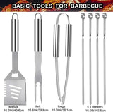 20 Piece Stainless Steel BBQ Grill Tool Set with Spatula, Tongs, Fork and Aluminium Case for Camping, Picnics and Outdoor Cooking
