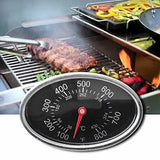 Stainless Steel BBQ Grill Lid Thermometer Replacement with Heat Indicator for Grill and Oven Lids, Black, 8 x 5 cm