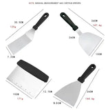6 Piece Stainless Steel BBQ Griddle Spatula Set for Teppanyaki, Pancakes, Camping, Outdoor Grilling and Kitchen Cooking