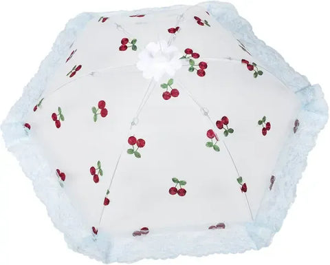 Collapsible Mesh Food Cover Tent with Cherry Pattern for Outdoor BBQ, Picnics, Kitchen Tables, Cakes and Dish Protection, White In Australia - Darrahopens