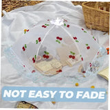 Collapsible Mesh Food Cover Tent with Cherry Pattern for Outdoor BBQ, Picnics, Kitchen Tables, Cakes and Dish Protection, White