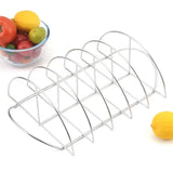 Stainless Steel BBQ Rib Rack, Non-Stick Holder for up to 5 Racks of Ribs, Outdoor Grilling, Camping and Oven Cooking, 38 cm