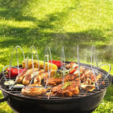 Stainless Steel BBQ Rib Rack, Non-Stick Holder for up to 5 Racks of Ribs, Outdoor Grilling, Camping and Oven Cooking, 38 cm
