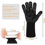 Heat Resistant Aramid BBQ Grill Gloves with Silicone Non-Slip Grip for Ovens, Kitchens and Outdoor Grilling, Black