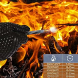 Heat Resistant Aramid BBQ Grill Gloves with Silicone Non-Slip Grip for Ovens, Kitchens and Outdoor Grilling, Black