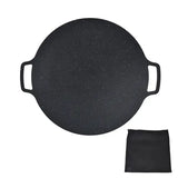 Round Korean BBQ Grill Pan with Non-Stick Iron Surface for Indoor Cooking, Outdoor Camping, Parties and Home Grilling, Black, 36 cm In Australia - Darrahopens