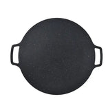 Round Korean BBQ Grill Pan with Non-Stick Iron Surface for Indoor Cooking, Outdoor Camping, Parties and Home Grilling, Black, 36 cm