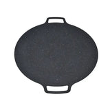 Round Korean BBQ Grill Pan with Non-Stick Iron Surface for Indoor Cooking, Outdoor Camping, Parties and Home Grilling, Black, 36 cm