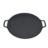 Round Korean BBQ Grill Pan with Non-Stick Iron Surface for Indoor Cooking, Outdoor Camping, Parties and Home Grilling, Black, 36 cm