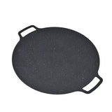 Round Korean BBQ Grill Pan with Non-Stick Iron Surface for Indoor Cooking, Outdoor Camping, Parties and Home Grilling, Black, 36 cm