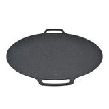 Round Korean BBQ Grill Pan with Non-Stick Iron Surface for Indoor Cooking, Outdoor Camping, Parties and Home Grilling, Black, 36 cm