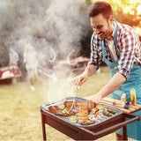 2 Pack Stainless Steel BBQ Grill Baskets, Perforated Grilling Trays for Vegetables and Meat on Charcoal, Gas and Electric Grills