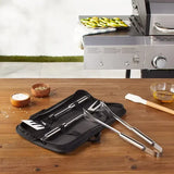 3 Piece Stainless Steel BBQ Grill Tool Set with Spatula, Fork, Tongs and Carrying Bag for Camping and Outdoor Grilling