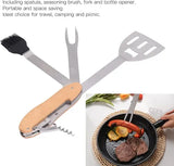5-in-1 Foldable Stainless Steel BBQ Grill Multitool with Spatula, Fork and Bottle Opener for Camping, Picnics and Backyard Grilling