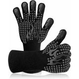 1 Pair Heat Resistant Aramid BBQ Grill Gloves with Non-Slip Grip for Ovens, Kitchens, Camping and Outdoor Cooking, Black In Australia - Darrahopens