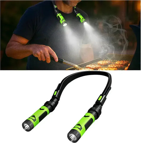 Magnetic LED BBQ Grill Light with Hands-Free Neck Mounted Spotlights for Smoking, Outdoor Cooking and Night Grilling, Black and Green In Australia - Darrahopens