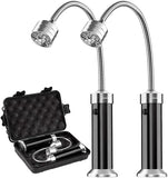 2 Pack Magnetic LED BBQ Grill Lights with 360 Degree Flexible Goosenecks for Camping, Outdoor Cooking and Night Grilling, Silver