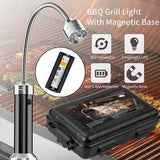 2 Pack Magnetic LED BBQ Grill Lights with 360 Degree Flexible Goosenecks for Camping, Outdoor Cooking and Night Grilling, Silver