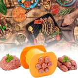 7 Hole Manual Sausage Maker with Non-Stick PP Press for Homemade Sausages, Meatballs and BBQ Food Preparation, Orange