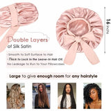 Double-Layer Satin Sleep Bonnet with Adjustable Drawstring and Soft Lining for Curly, Natural and Protective Hairstyles, Black
