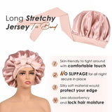 Double-Layer Satin Sleep Bonnet with Adjustable Drawstring and Soft Lining for Curly, Natural and Protective Hairstyles, Black