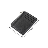 Slim PU Leather Zip Card Wallet with 6 Card Slots, Coin Pocket and Hidden Compartments for Cash and Everyday Carry, Black, 9 x 12 x 0.7 cm