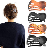 4 Pack Large Acrylic Hair Claw Clips with Strong Non-Slip Grip and Metal Springs for Thick, Curly and Long Hair, Amber and Black