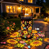 Solar Powered Sunflower Pattern Garden Lantern with Colourful LED Projection, Metal Hanging Light for Patios, Paths and Outdoor Decor In Australia - Darrahopens