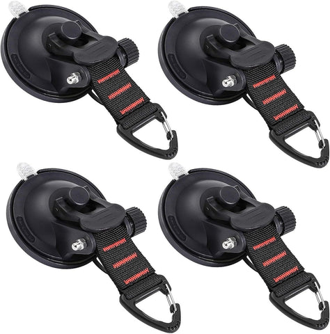 4 Pack Heavy Duty Rotating Suction Cup Anchors with Locking Handles for Tents, Awnings, Travel and Smooth Surfaces, Black