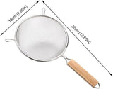 304 Stainless Steel Fine Mesh Kitchen Strainer with Wooden Handle for Sifting Flour, Draining Ingredients and Straining Sauces, 18 x 32 cm In Australia - Darrahopens