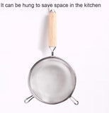 304 Stainless Steel Fine Mesh Kitchen Strainer with Wooden Handle for Sifting Flour, Draining Ingredients and Straining Sauces, 18 x 32 cm In Australia - Darrahopens