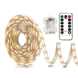 Battery Operated Warm White LED Strip Lights with Remote Control, 8 Modes, Dimmable Timer and Cuttable Self-Adhesive Backing In Australia - Darrahopens