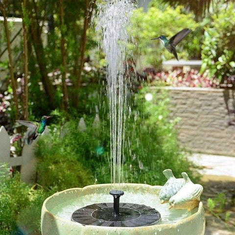 Solar Powered Floating Fountain Pump with 6 Nozzles, 7V 1.7W Panel and 200 L/h Flow for Ponds, Bird Baths and Gardens, 16 cm