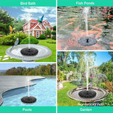 Solar Powered Floating Fountain Pump with 6 Nozzles, 7V 1.7W Panel and 200 L/h Flow for Ponds, Bird Baths and Gardens, 16 cm In Australia - Darrahopens