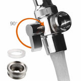 3-Way Kitchen Faucet Diverter Valve with 90 Degree Handle, M22 x M24 Thread Connection for Taps, Showers and Water Outlets, Chrome
