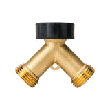 Brass Garden Hose Y Splitter with 2 Shut-Off Valves, 3/4 Inch Threaded Dual Outlet Tap Connector for Watering and Car Washing In Australia - Darrahopens
