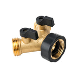 Brass Garden Hose Y Splitter with 2 Shut-Off Valves, 3/4 Inch Threaded Dual Outlet Tap Connector for Watering and Car Washing In Australia - Darrahopens