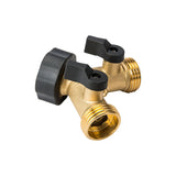 Brass Garden Hose Y Splitter with 2 Shut-Off Valves, 3/4 Inch Threaded Dual Outlet Tap Connector for Watering and Car Washing In Australia - Darrahopens