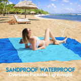 Waterproof Sandproof Beach Mat with 210T Polyester Fabric for Travel, Camping and Picnics, Fits up to 5 Adults, Blue, 200 x 210 cm In Australia - Darrahopens