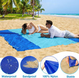 Waterproof Sandproof Beach Mat with 210T Polyester Fabric for Travel, Camping and Picnics, Fits up to 5 Adults, Blue, 200 x 210 cm In Australia - Darrahopens