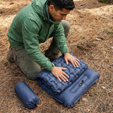 Ultralight Inflatable Camping Sleeping Pad with Built-In Pillow, Waterproof TPU Coating and Compact Pack Size, Blue, 190 x 60 x 5 cm